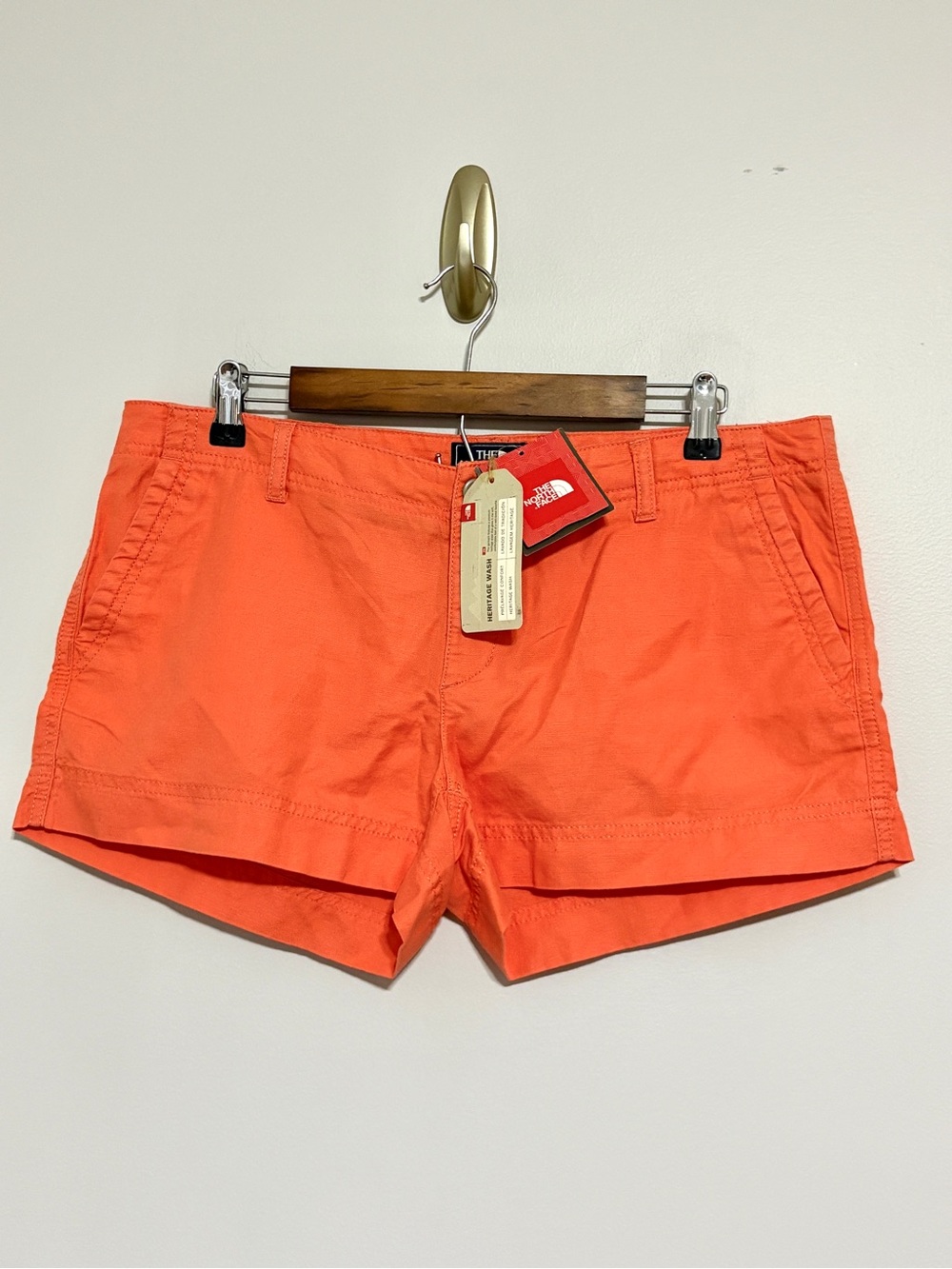 The North Face Miami Orange Maywood Cotton Linen Shorts NEW Women's Size 12 NWT